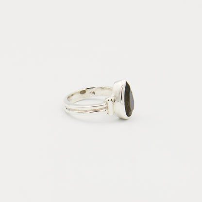 Labradorite Pear Faceted Sterling Ring Size 7