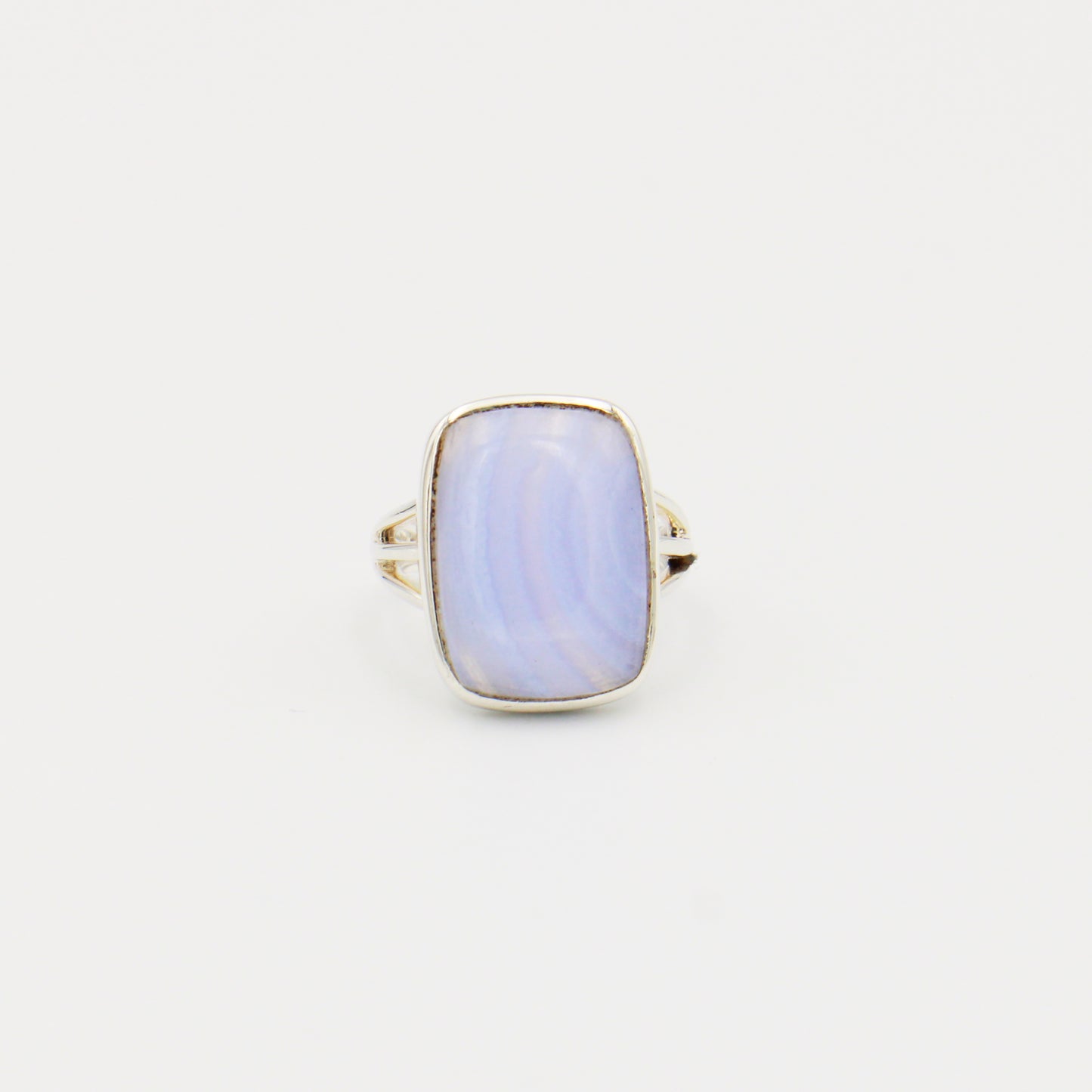 Blue Lace Agate Retangle Sterling Ring Size 7