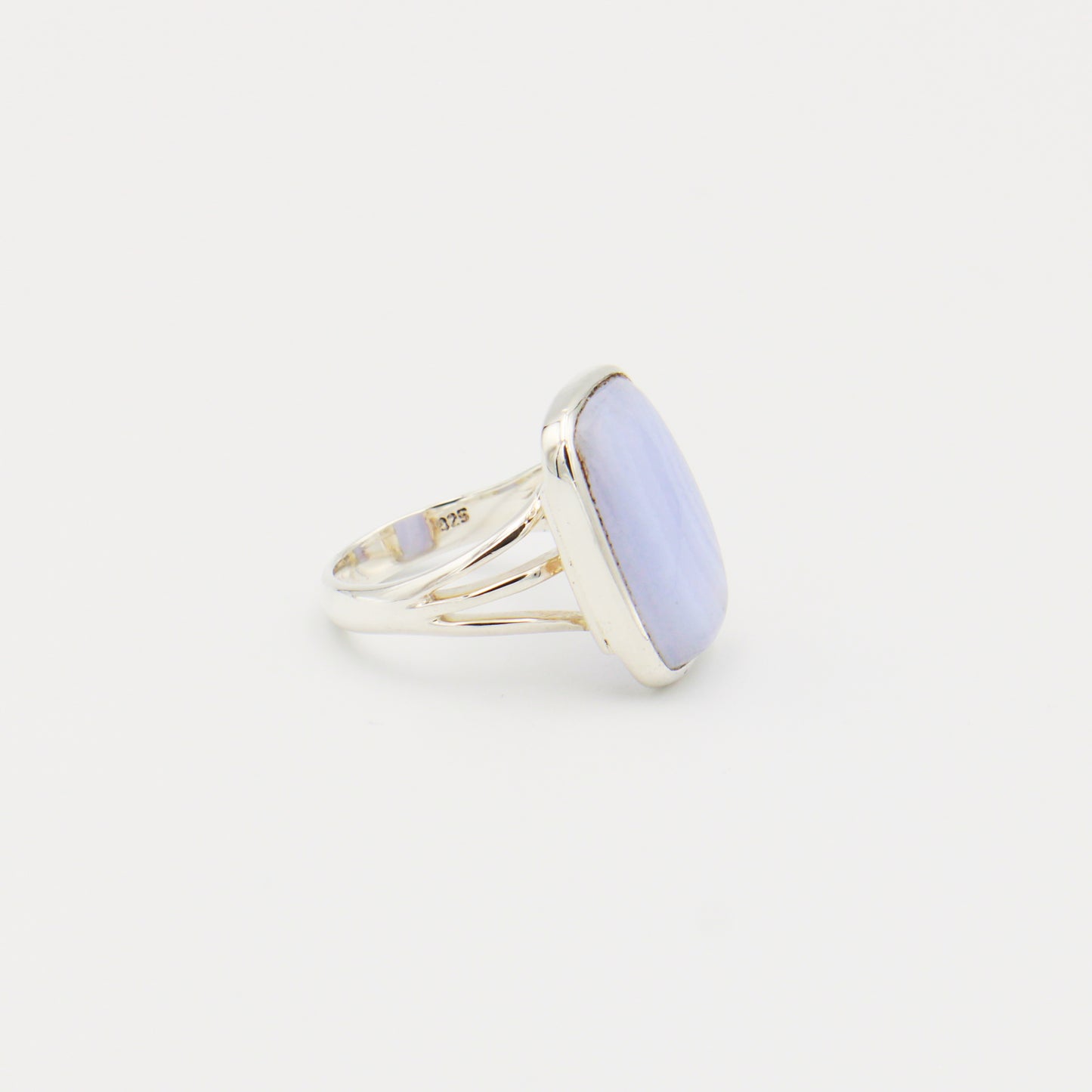 Blue Lace Agate Retangle Sterling Ring Size 7