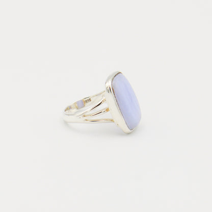 Blue Lace Agate Retangle Sterling Ring Size 7