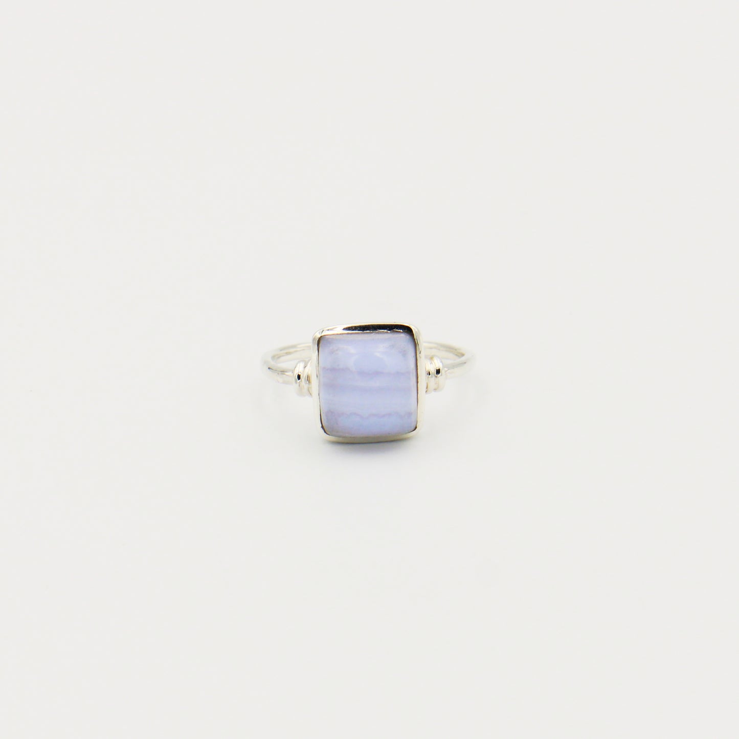 Blue Lace Agate Square Sterling Ring Size 8