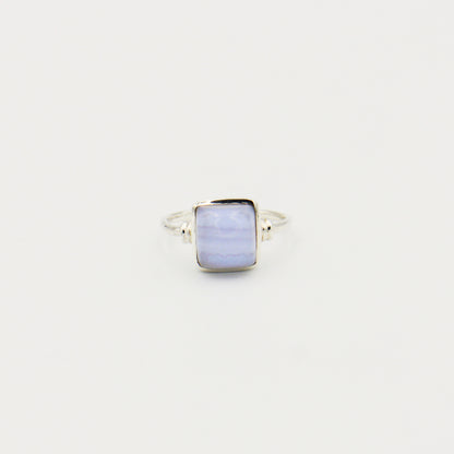 Blue Lace Agate Square Sterling Ring Size 8