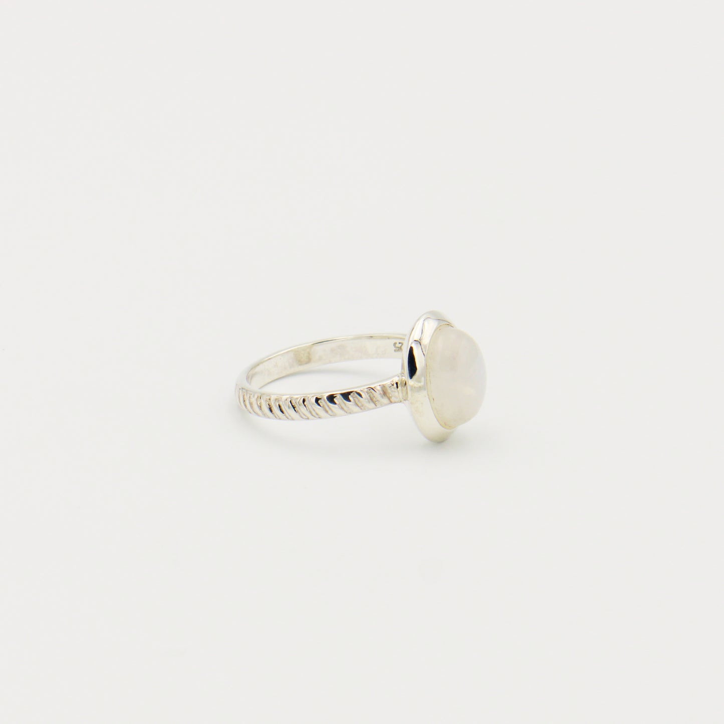 Moonstone Oval Stripe Sterling Ring Size 8