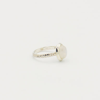Moonstone Oval Stripe Sterling Ring Size 8