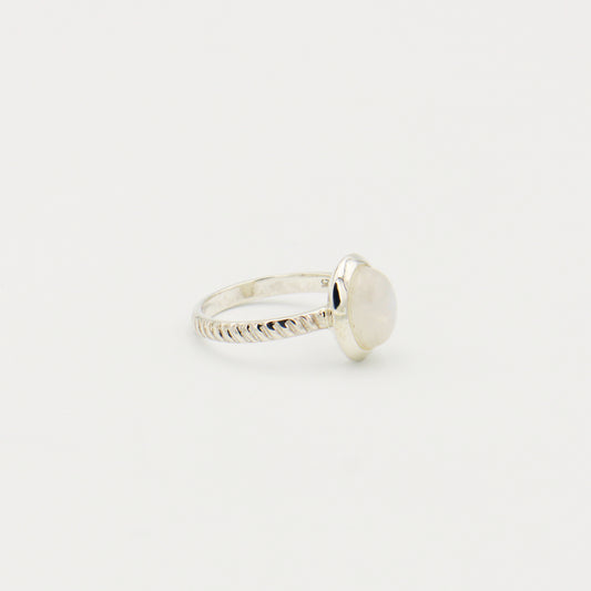 Moonstone Oval Stripe Sterling Ring Size 8
