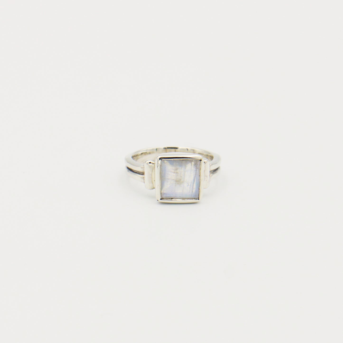 Moonstone Square Faceted Sterling Ring Size 6