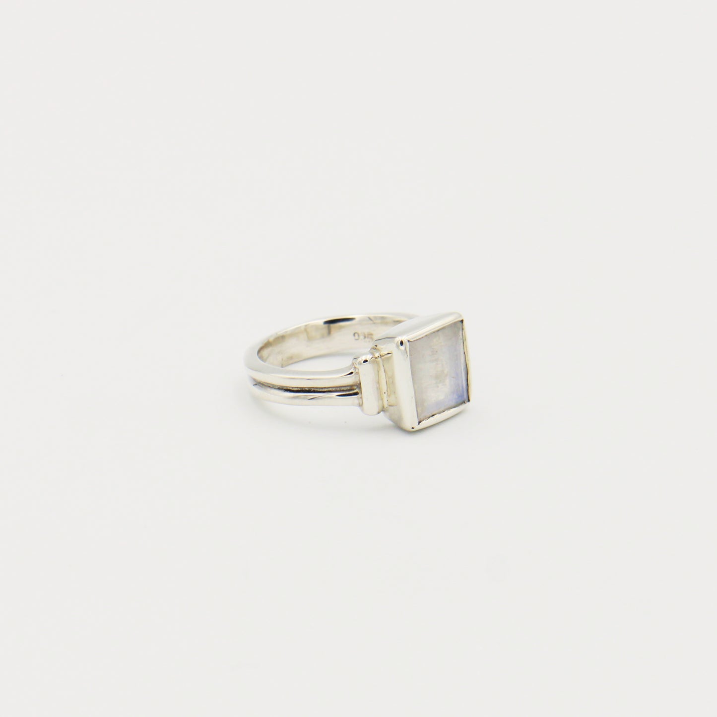 Moonstone Square Faceted Sterling Ring Size 6