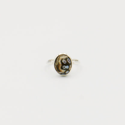 Ocean Jasper Oval Sterling Ring Size 6.5