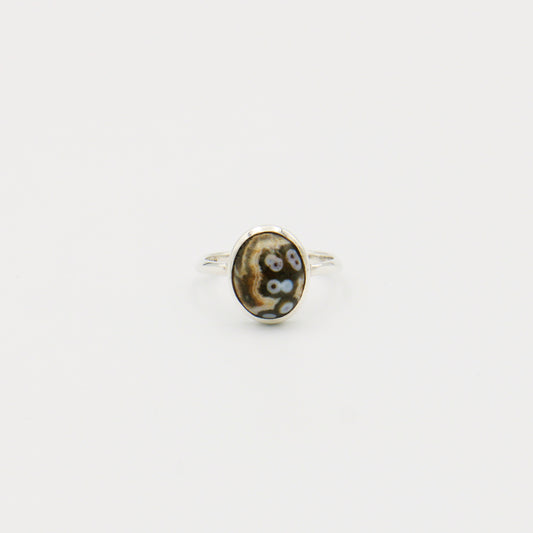 Ocean Jasper Oval Sterling Ring Size 6.5