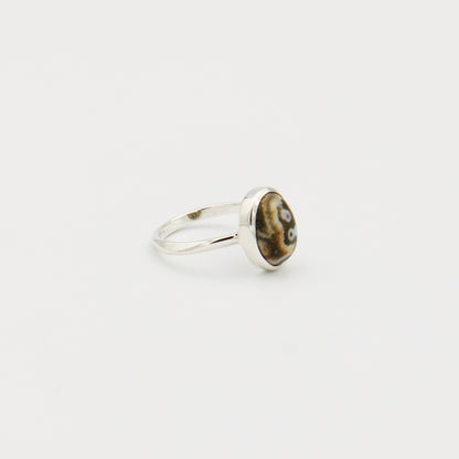 Ocean Jasper Oval Sterling Ring Size 6.5