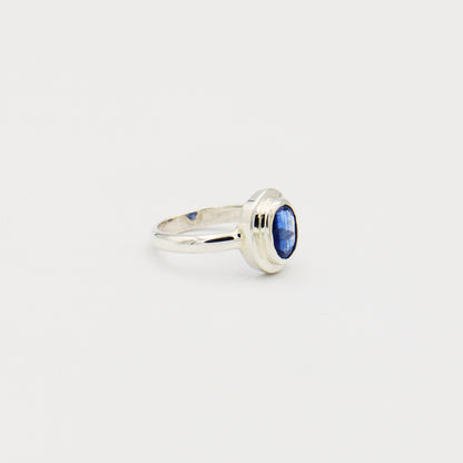 Kyanite Oval Mirror Sterling Ring Size 7