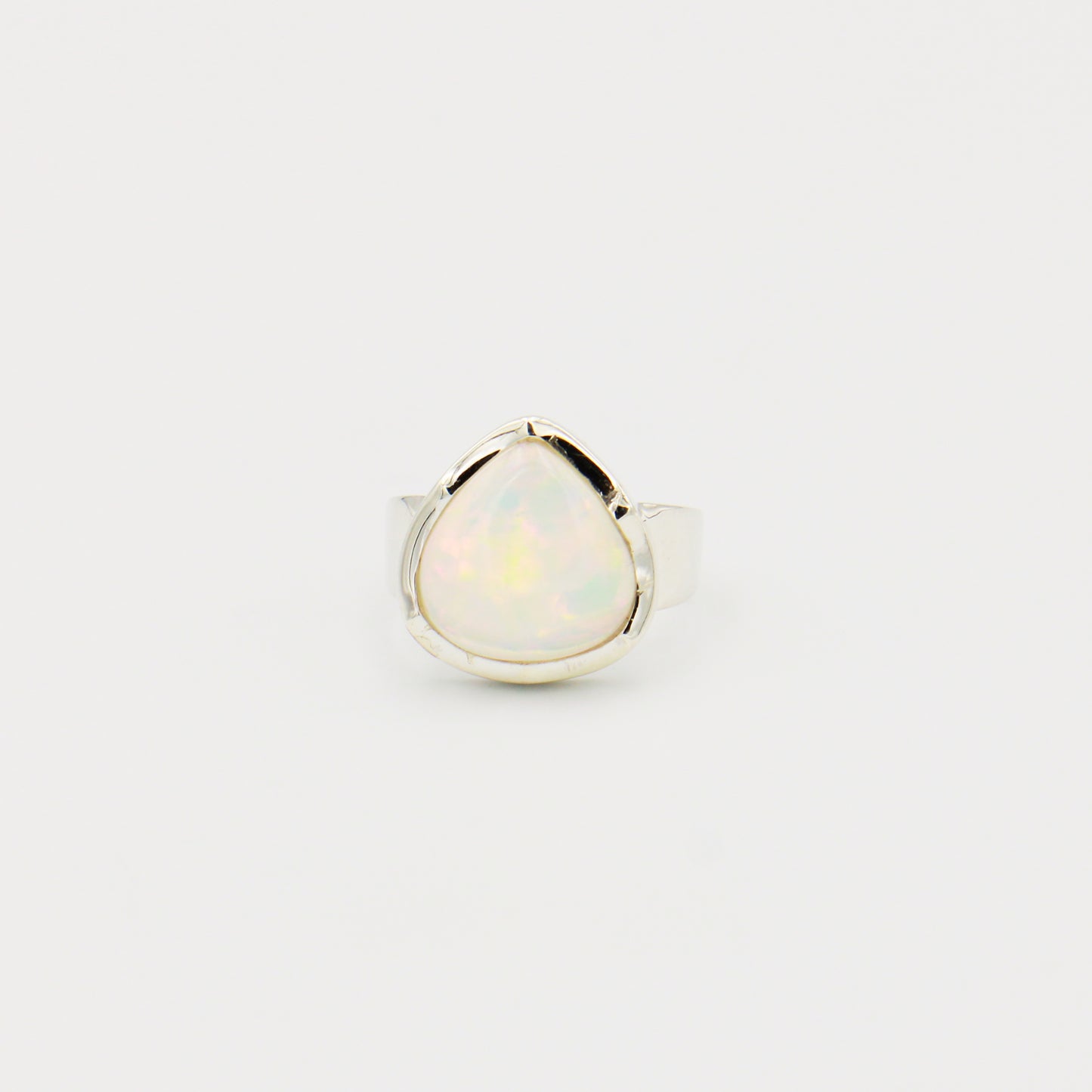 Ethiopian Opal Pear Sterling Ring Size 8