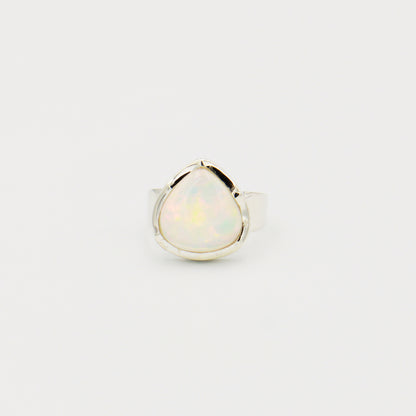 Ethiopian Opal Pear Sterling Ring Size 8