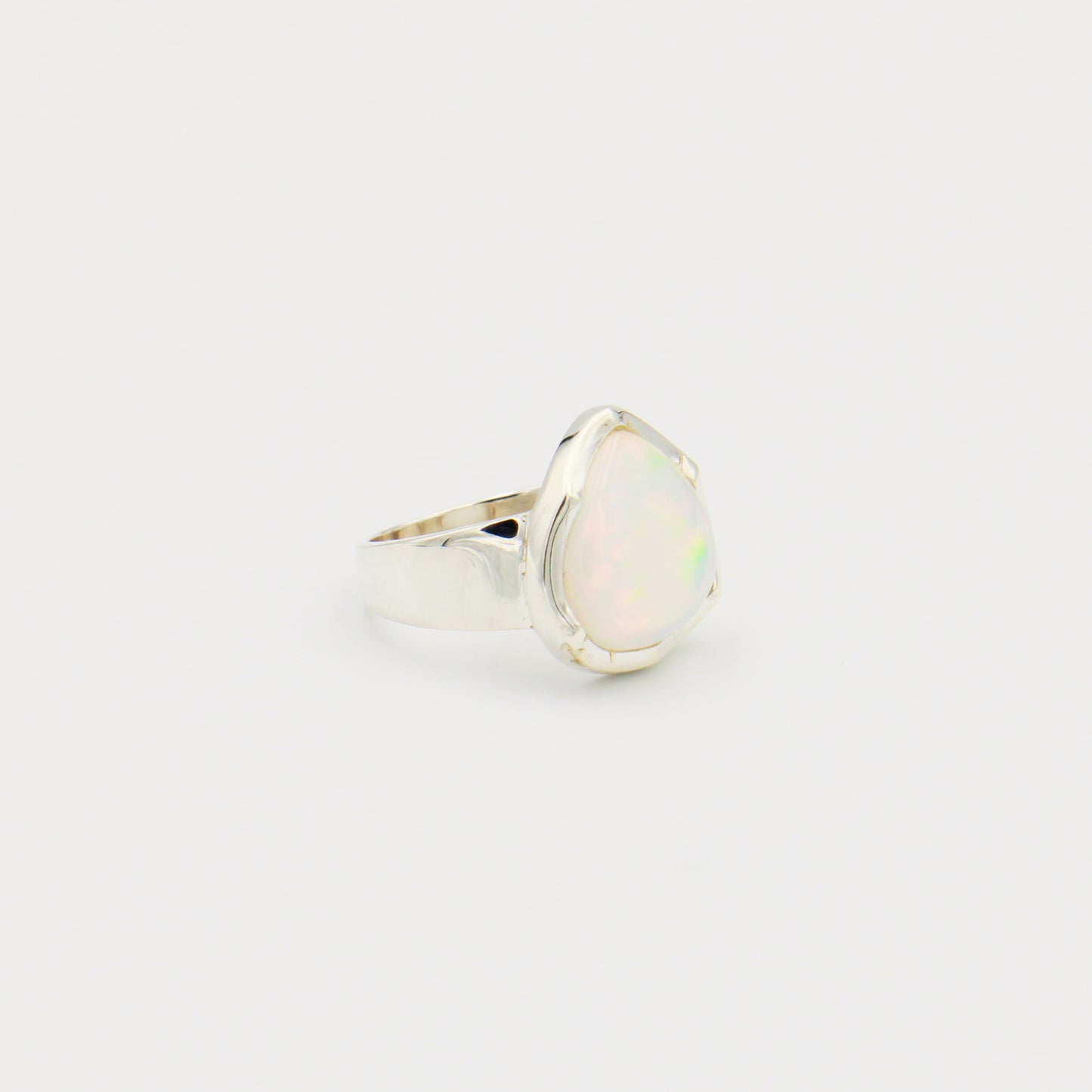 Ethiopian Opal Pear Sterling Ring Size 8