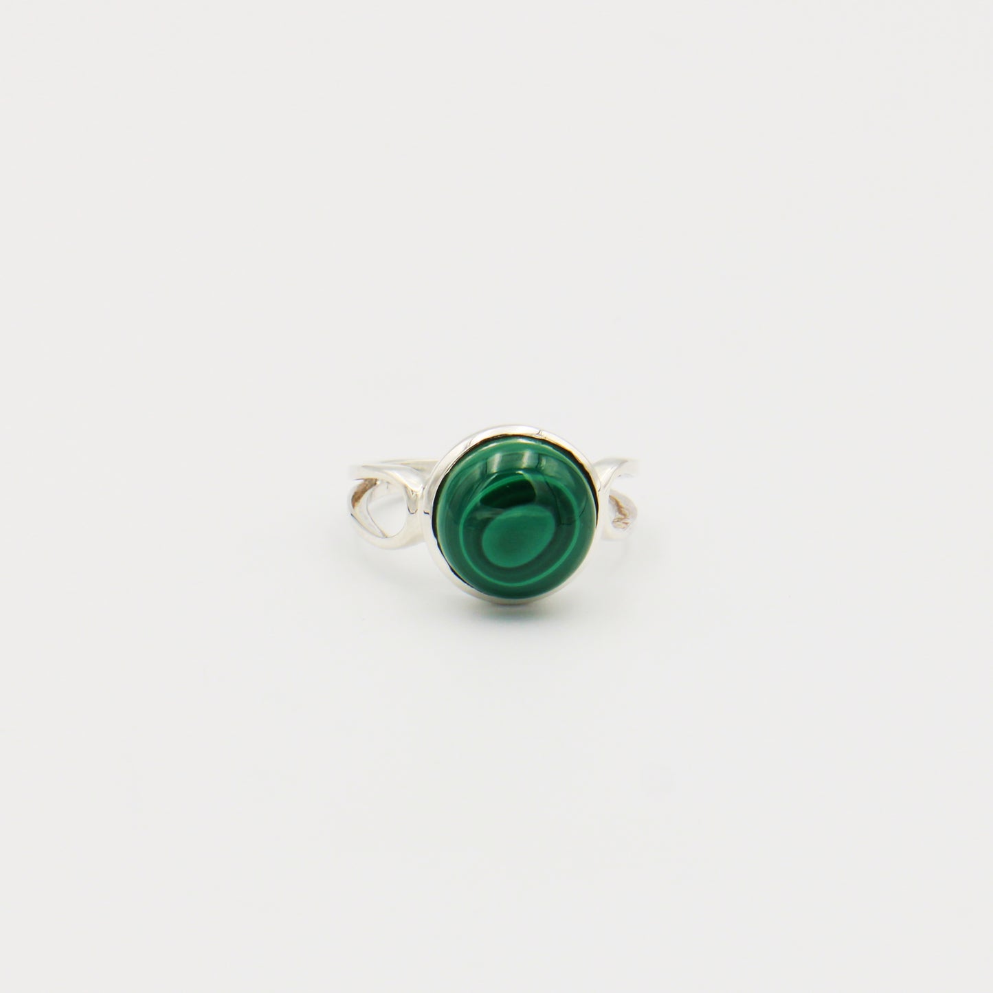 Malachite Round Sterling Ring Size 7