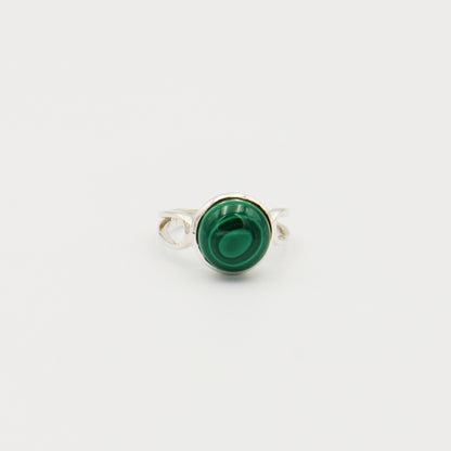 Malachite Round Sterling Ring Size 7