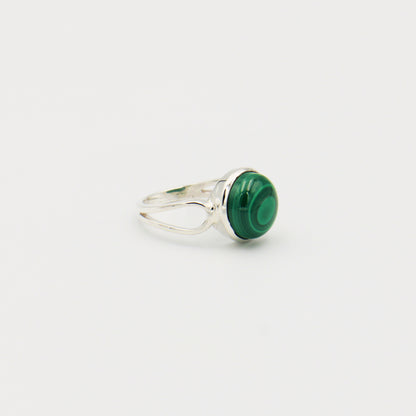 Malachite Round Sterling Ring Size 7