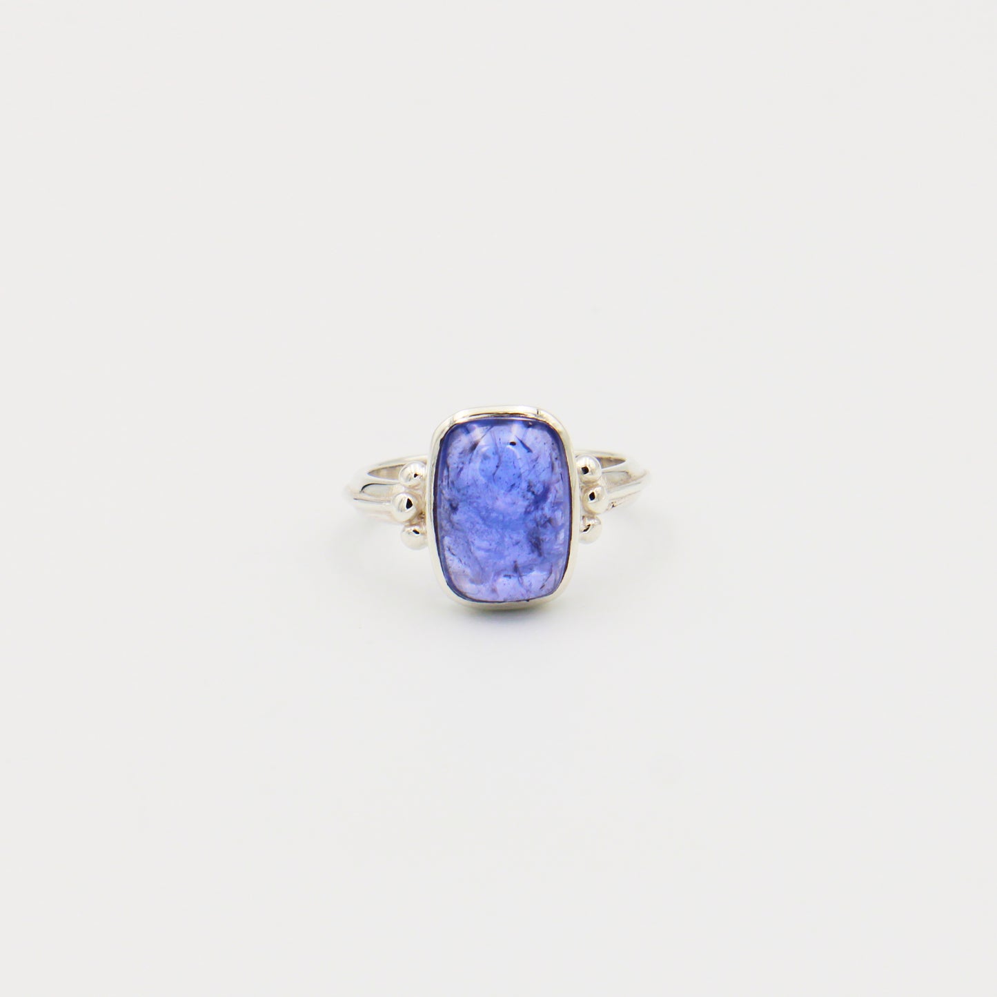 Tanzanite Rectangle Cabochon Sterling Ring Size 8