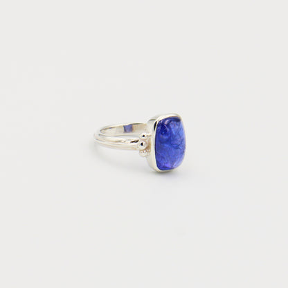 Tanzanite Rectangle Cabochon Sterling Ring Size 8