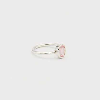 Rose Quartz Oval Bezel Sterling Ring Size 9