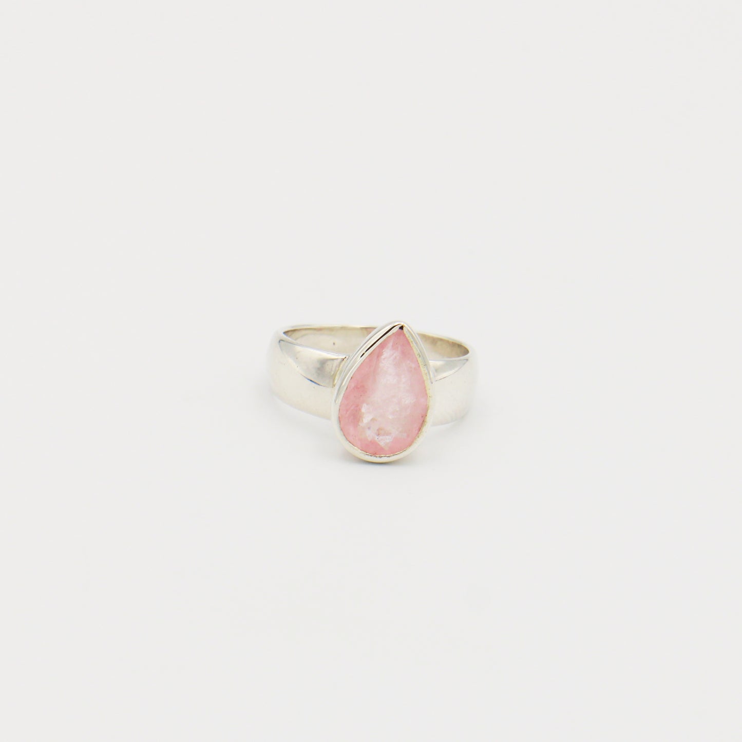 Morganite Teardrop Sterling Silver Ring Size 7.5