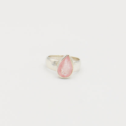 Morganite Teardrop Sterling Silver Ring Size 7.5