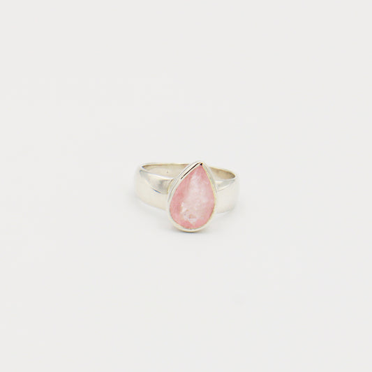 Morganite Teardrop Sterling Silver Ring Size 7.5