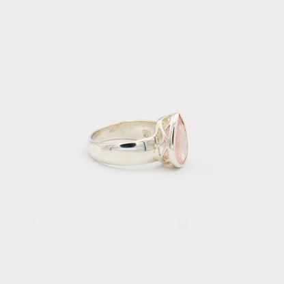 Morganite Teardrop Sterling Silver Ring Size 7.5