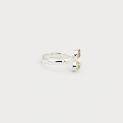 Herkimer Diamond 2 Stone Sterling Ring Size 6.5