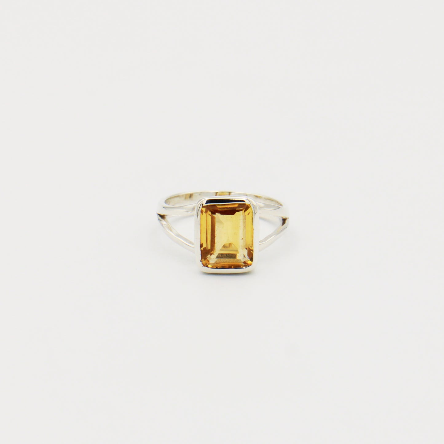 Citrine Rectangle Sterling Ring Sz 8.5