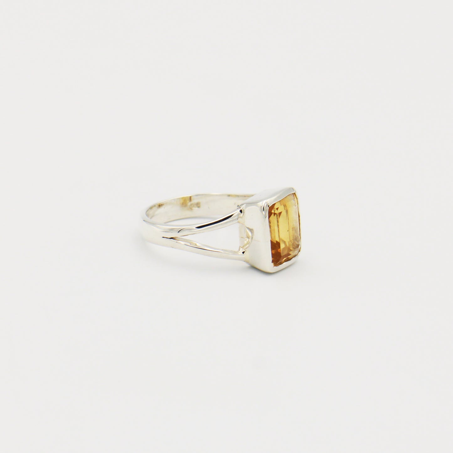 Citrine Rectangle Sterling Ring Sz 8.5