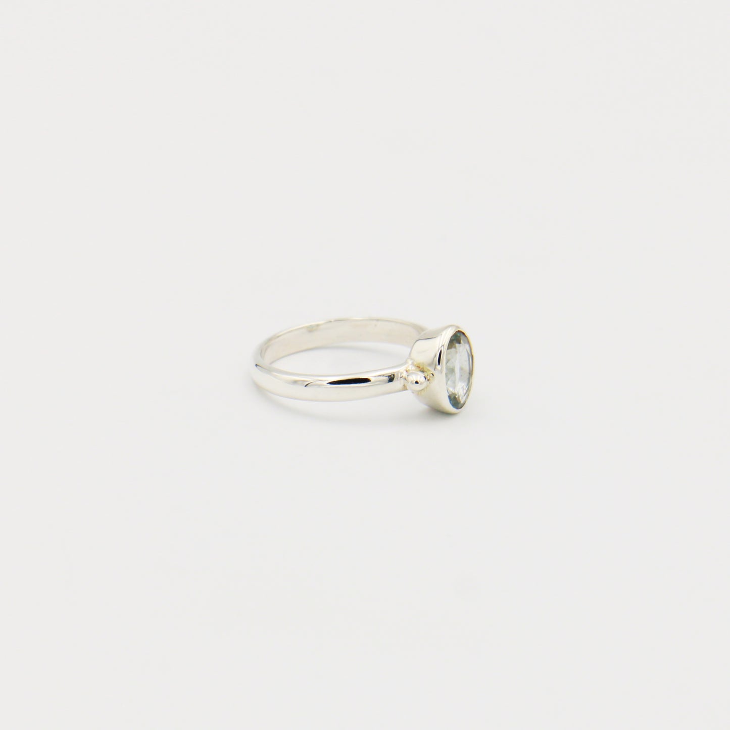 Aquamarine Oval Sterling Dot Ring Size 6