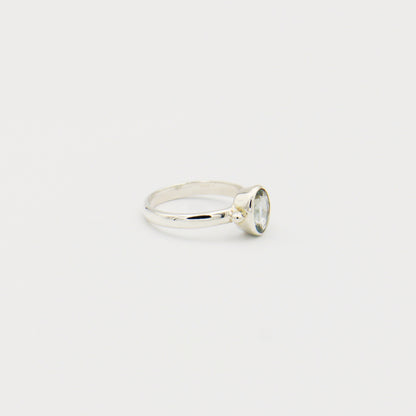 Aquamarine Oval Sterling Dot Ring Size 6