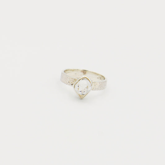 Herkimer Diamond Sterling Bezel Ring Size 7.5