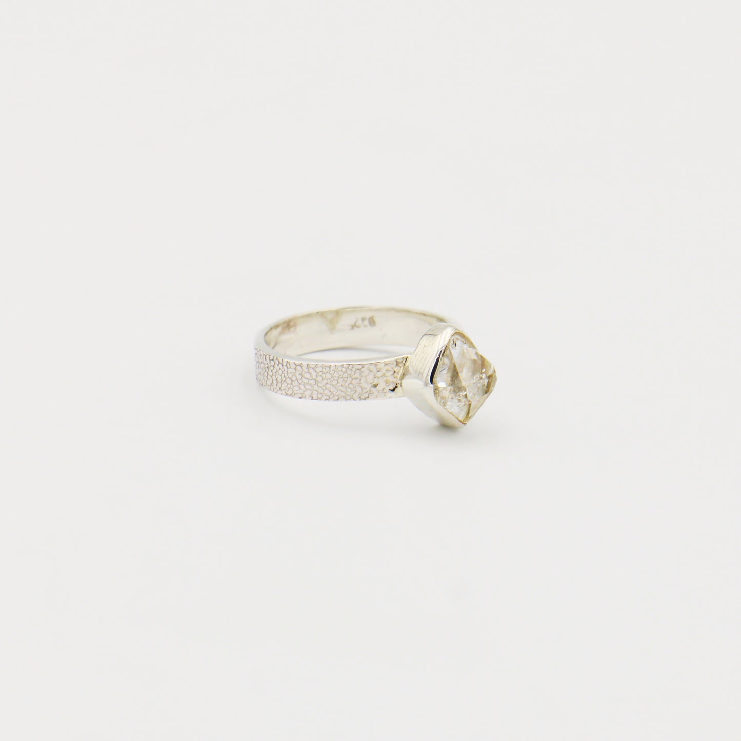 Herkimer Diamond Sterling Bezel Ring Size 7.5