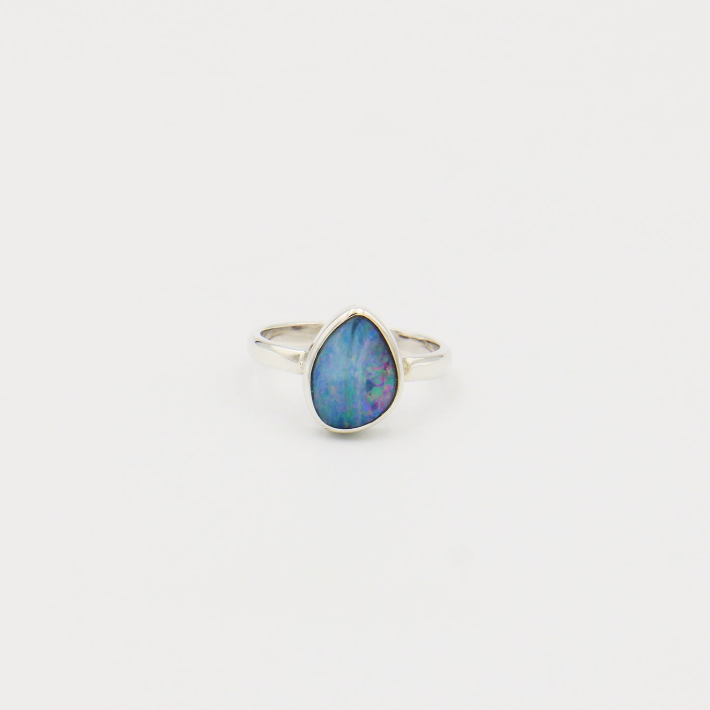 Australian Opal Pear Doublet Ring Size 7