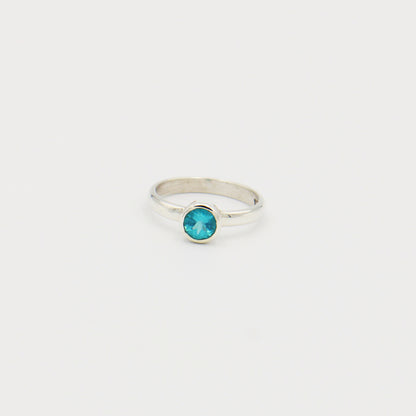 Apatite Round Sterling Ring Size 7.5