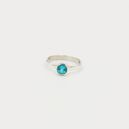 Apatite Round Sterling Ring Size 7.5