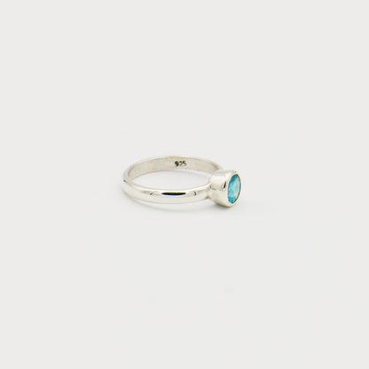 Apatite Round Sterling Ring Size 7.5