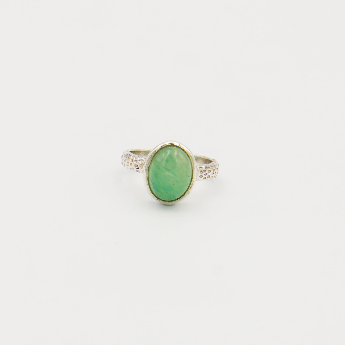 Aventurine Oval Textured Sterling Ring Size 6.5