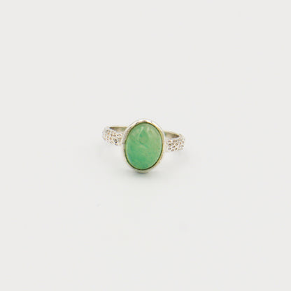 Aventurine Oval Textured Sterling Ring Size 6.5
