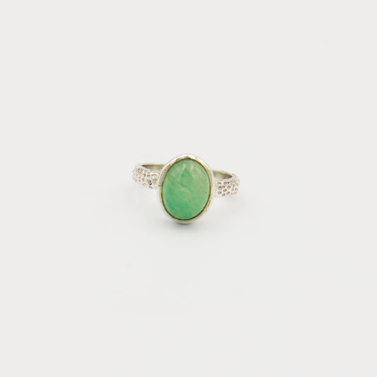 Aventurine Oval Textured Sterling Ring Size 6.5