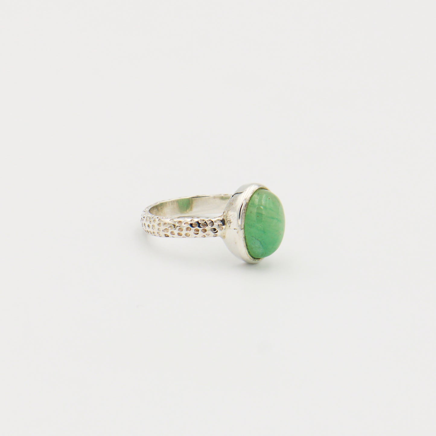Aventurine Oval Textured Sterling Ring Size 6.5