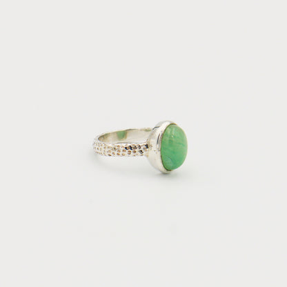 Aventurine Oval Textured Sterling Ring Size 6.5