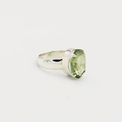 Green Amethyst Oval Sterling Ring Size 9