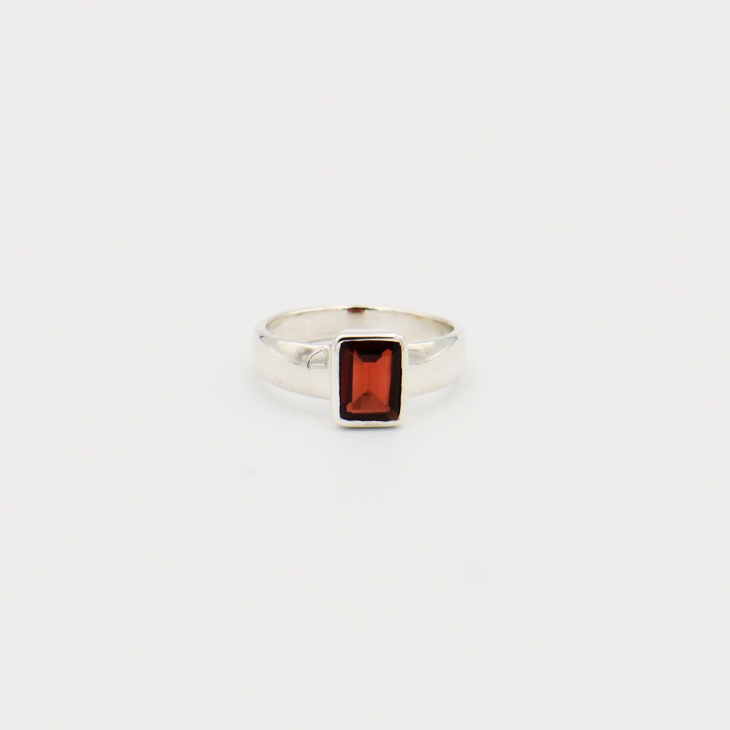 Garnet Emerald Cut Sterling Ring Size 8