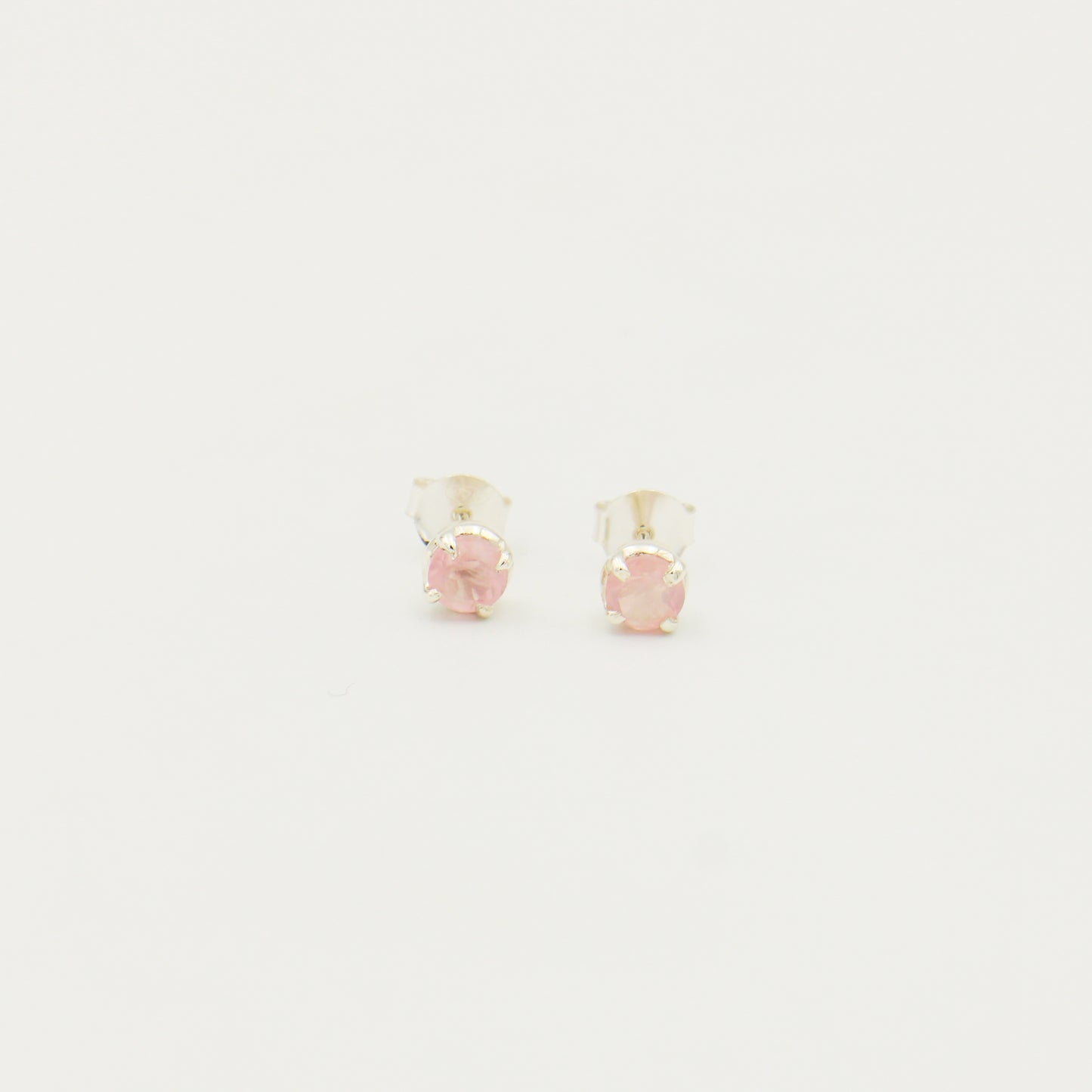 Rose Quartz Round Sterling Studs