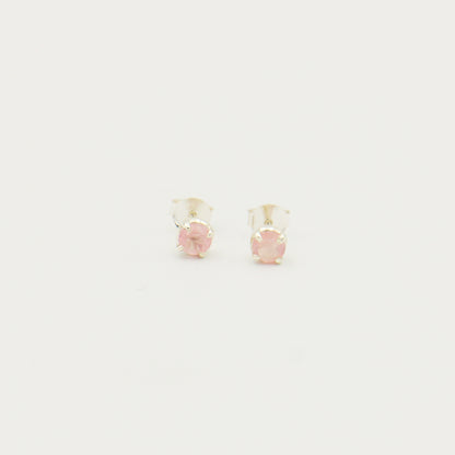 Rose Quartz Round Sterling Studs