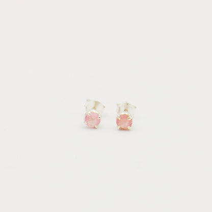 Rose Quartz Round Sterling Studs