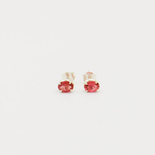 Pink Tourmaline Faceted Oval Sterling Studs
